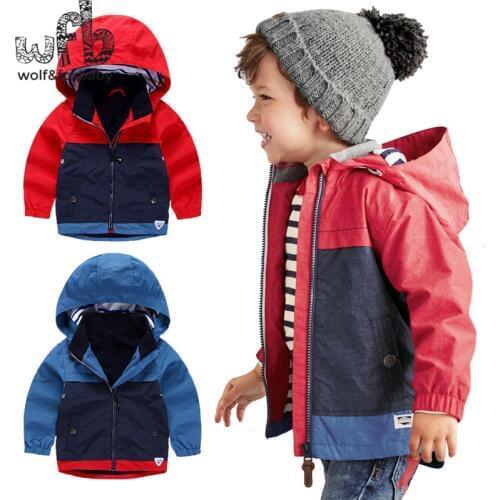 Retail 2-8 years children coats Stitching color fashion full-sleeves trench kids spring autumn fall