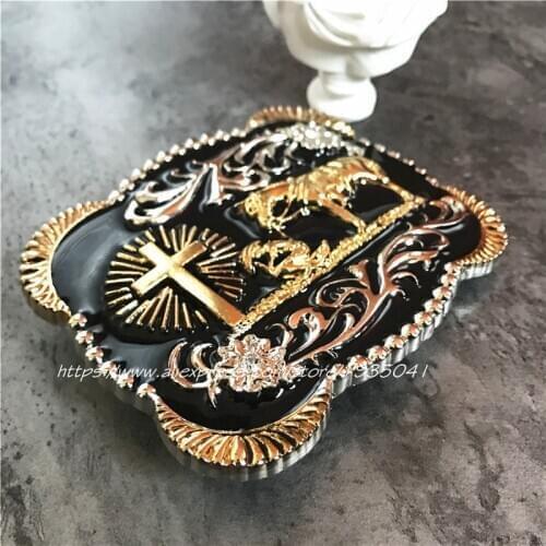 NBZZR Cowboy Pray Christianity Cross Good quality Gold Belt Buckle Man and Woman Fit 4cm widt belt Jeans accessories Gift