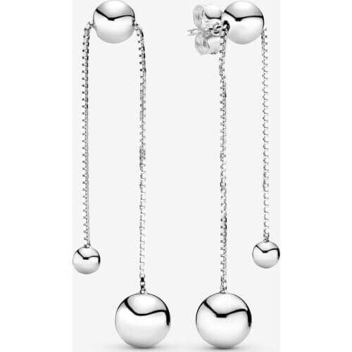 100% 925 Sterling Silver String of Beads Dangle Earrings for Women Wedding Ear ring Fine Jewelry Party Gift Brincos