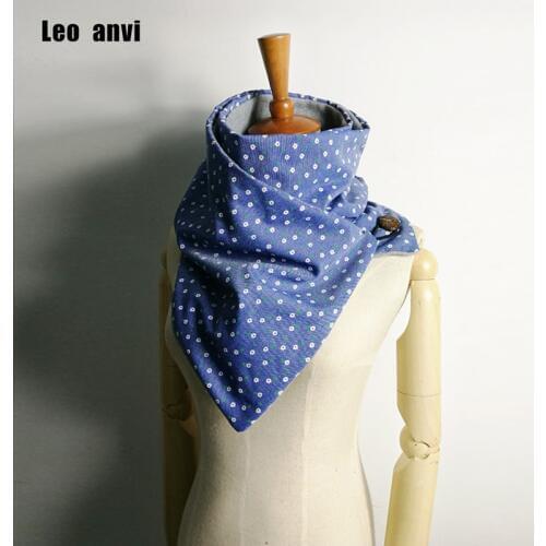 Leo anvi chunky women fashion Winter Warm scarf ring Brand Luxury scarves Floral infinity Shawl foulard soie with buttons