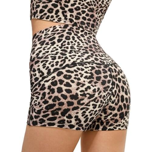 Sexy Leopard Print Yoga Shorts High Waist Peach Hip Push Up Nylon Stretch Tight Sport Woman Running Gym Workout Athletic Shorts