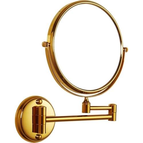 Nordic Brushed Gold Bathroom Hardware Pendant Beauty Mirror Folding Movable Magnifying Glass Mirror Gold Double-sided Mirror