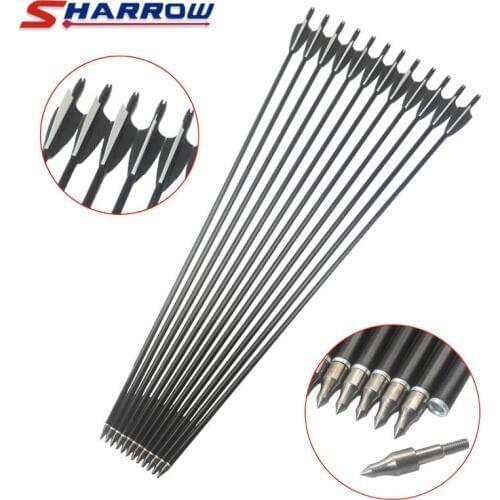 6/12 Pcs 30inch Fiberglass Arrow Use For Recurve Bow Camping Shooting Arrowhead