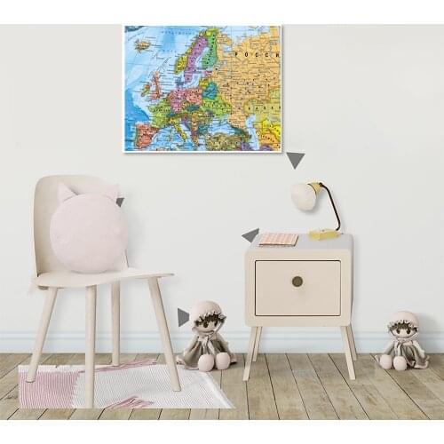 84x59cm Fabric Map of Europe Political Distribution Unframe Europe Map In Russian Wall Painting Education Office Supplies