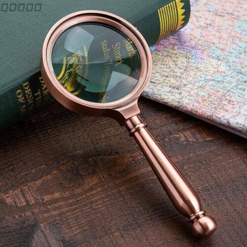 Retro 10X Magnifying Glass Metal Handheld Magnifier Optical Magnifying Glass for Reading Repair Work Ornaments Photography Props