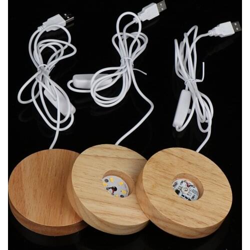 3 styles Wood Light Base Rechargeable Remote Control Wooden LED Light Rotating Display Stand Lamp Holder Lamp Base Art Ornament