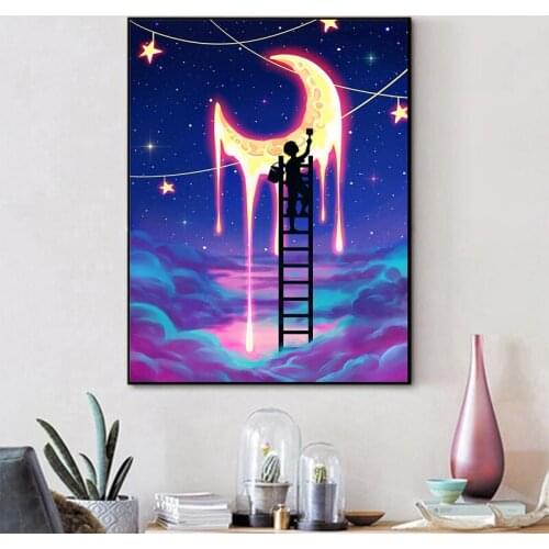YI BRIGHT DIY 5D Sun Moon Square Diamond Painting Starry Sky Stone Mosaic Cross Stitch Landscape PictureRhinestoneHomeDecoration