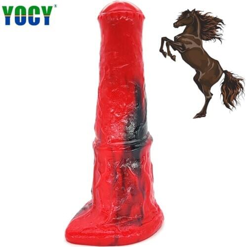YOCY Giant Huge Horse Dildos Black Red Silicone Thick Anal Plug Massager Vaginal Stimulator Sex Toys For Women Butt Masturbator