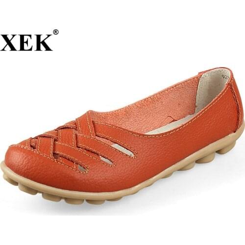 2021 Women Sandals Summer Shoe New Female Fashion Split Leather Hollow Out Nurses Working Cow Muscle Gladiator Flats Shoes