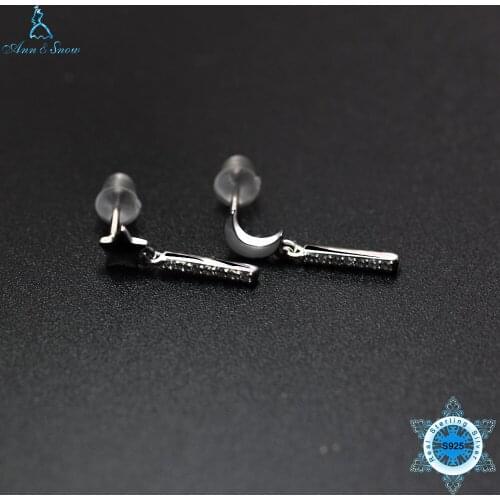 Ann & Snow S925 Sterling Silver Earrings Shape Star and Moon Pave Cubic Zircon Stone Fine Jewelry For Lady Women