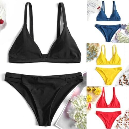 Bathing Suit Women Bikinis 2020 Mujer Womens Bikini Solid Set Swimsuit Filled Bra Swimwear Beachwear maillot de bain femme