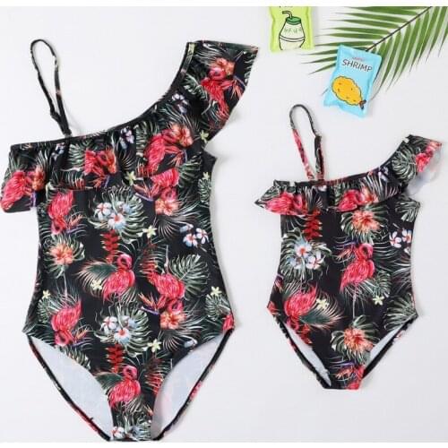 2021 New Family Bathing Suits Mother Girl Bikini One Piece Swimsuit Mom and Daughter Swimsuits Female Children Baby Kid Swimwear