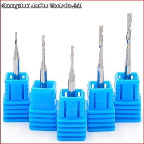 1/8mm CNC tool woodworking metal aluminum PVC milling cutter single flute inch end mill router bit engraving bit spiral endmill