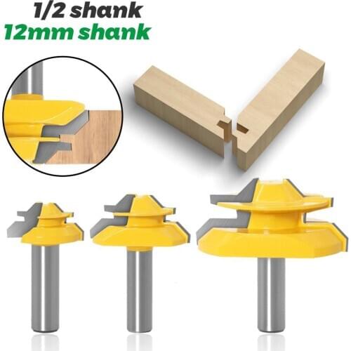 1PC 1/2" 12.7MM 12MM Shank Milling Cutter Wood Carving 45 Degree Glue Joint Router Bits .Glue Joint Set Woodworking Tenon Cutter