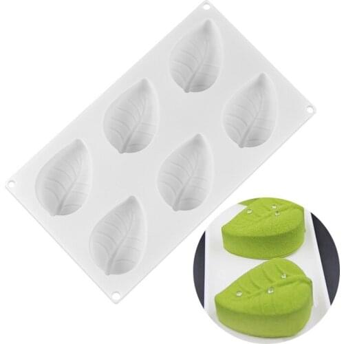 2Pcs/set 6 Cavities Leaf Mousse Silicone Mold DIY Aromatherapy Plaster Candle Mold D Silicona Para Fondant Candle Mold Cake Tool