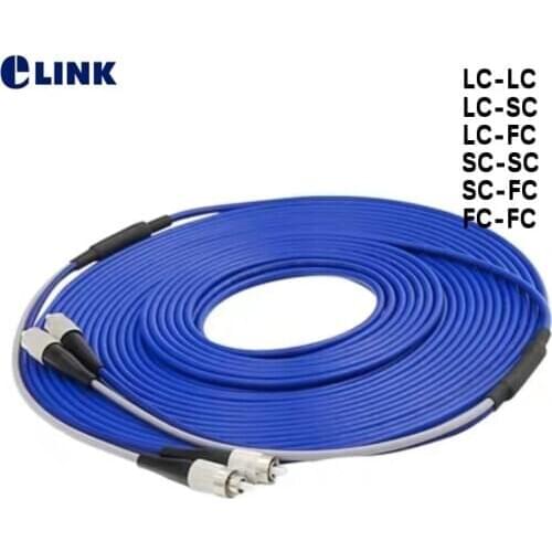 200mtr Armored Fiber Patch Cord 2 fiber SC LC FC SM armored ftth jumper 2 core optical fibre Singlemode cable duplex ELINK