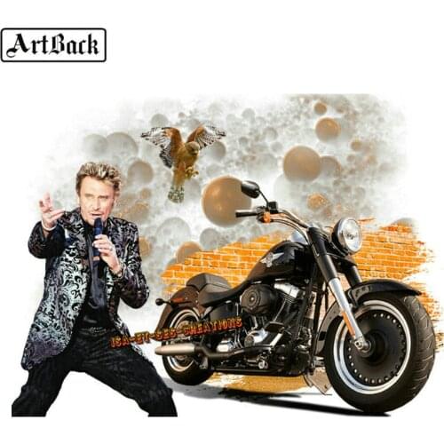 5d full square & round diamond painting JOHNNY HALLYDAY motorcycle portrait diy 3d diamond mosaic french singer sticker