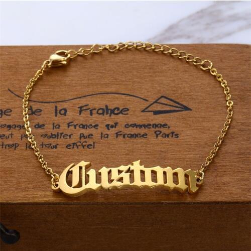 Personalized Custom Name Bracelets For Women Stainless Steel Charms Handmade Engraved Handwriting Love Bangle & Bracelet Gift