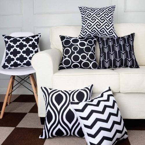 Black Pillow Cover Geometric Cushion Cover Sofa Nordic Pillowcase Decorative Pillows 45*45 Home Decor Housse De Coussin