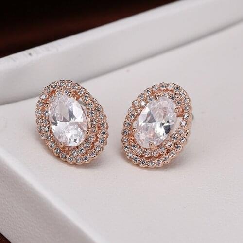 DE211 Fashion Street Snap Delicacy 4A Zircon Ellipse Geometry Ear Stud GIRLS Gift Party WOMENS Jewelry Earrings 2021