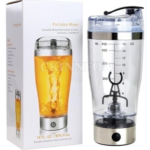 20Pcs/Lot Electric Protein Shaker Blender Water Bottle Automatic Movement Vortex Tornado 450ml Bpa Detachable Smart Mixer