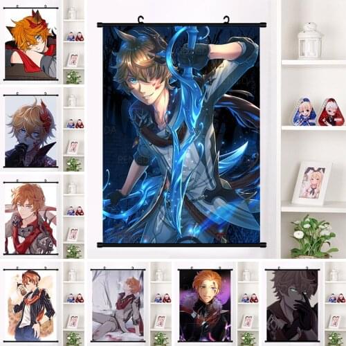 Canvas Game Genshin Impact Picture Decor Home Wall Plastic Hanging Scroll Poster HD Prints Anime Cartoon Characters Art Painting