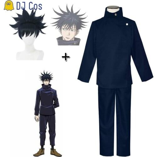Jujutsu Kaisen New Anime Fushiguro Megumi Blue Black Suit Cosplay Costume Top Pants Wig Halloween Christmas Party Uniform