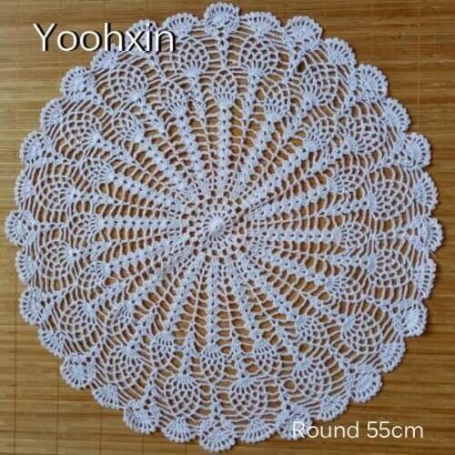 Hot lace cotton table place mat crochet coffee round placemat pad Christmas gift New Year coaster cup mug dining doily kitchen