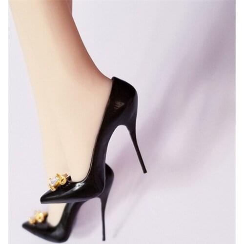1/6 Scale Female high shoes black bowknot heels fit 12 inches action figure dolls toys