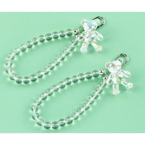 Cute Crystal Bear Keychain Kawaii Airpods Key Chain Accessories Pendant for Clothes Backpack Keyring Resin Fashion