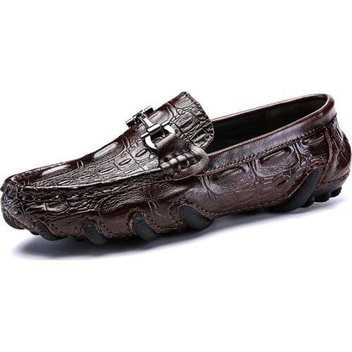 Fashion Mens Genuine Leather Flats Soft Moccasins Men Loafers Slip On Mens Driving Shoes