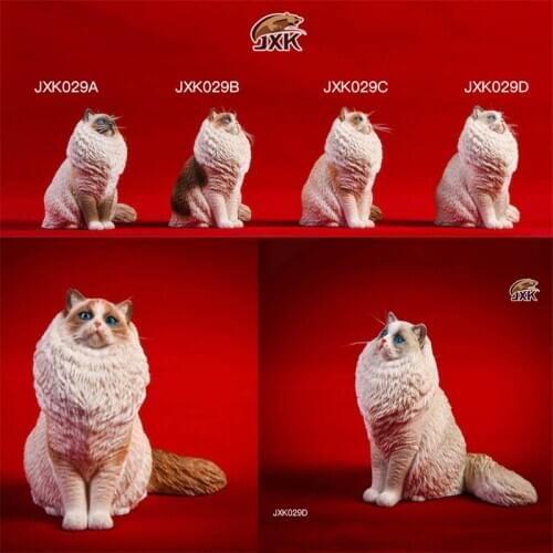 Mr.Z JXK029 Ragdoll cat Model Toy 1/6th Scale Simulation Animal Cat Model Toy F 12" Action Figure Scene Car Decoration