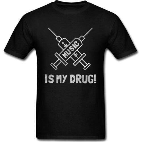 Music Is My Drug 2018 Men Fashion Tshirt Trance Music T Shirt 100% Cotton Fabric Clothes Cray Mad Rock Bass Tee Shirt