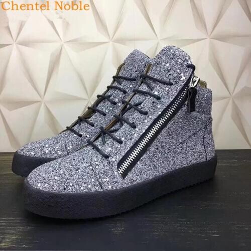 Brand Chentel Noble Men Casual Shoes Party Dress Shoes Men Flats Lace-Up Zipper Sneakers High Quality Male Shoes Big Size