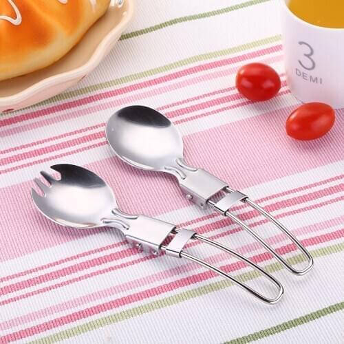 Outdoor Foldable Cutlery Spoon Fork Knife Picnic Camping Travel Tableware Portable Stainless Steel Folding Chopsticks