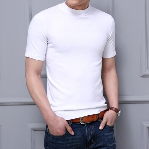 MRMT 2021 Brand New Mens T Shirt Short Sleeve Sweater Half Sleeve Sweater Line Sweater T-shirt for Male Solid Color Tops Tshirt