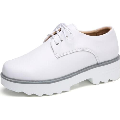 New womens shoes fashion leather thick-soled square roots are light and comfortable all-match casual shopping shoes women