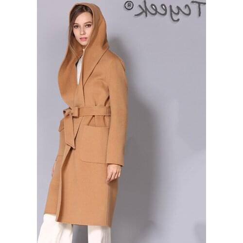 Autmn Fashion Winter 100% Wool Coat Korean Style Hooded Coat Women Elegant Womens Clothing Sobretudo Feminino 2021 New