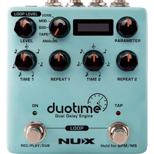 NUX Duotime Stereo Delay Pedal With Independent Time,Analog Delay,Tape Echo,Digital Delay,Modulation Delay And Verb Delay