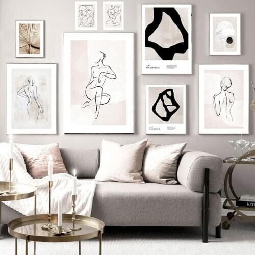 Abstract Girl Lady Figure Poster Wall Art Canvas Painting Handdrawing Line Body Art Print Home Decor Dormitory Backdrop Pictures