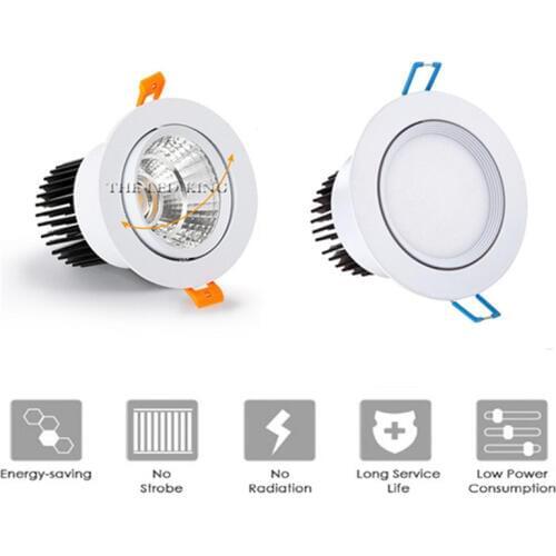 1PCS Adjustable Angle Dimmable LED COB Downlight 6W 9W 12W 18W Recessed Ceiling Lamp AC110V 220V Downlight Spot Light Home Decor