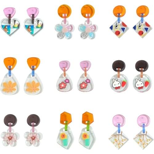 Miwens Transparent Acrylic Flower Dangle Earrings for Women Geometric Round Heart Square Resin Statement Hanging Earrings Bijoux