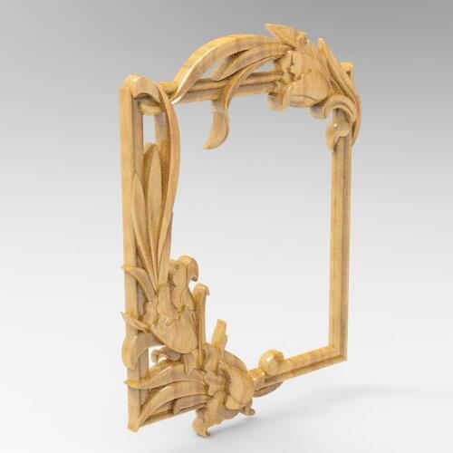 Flower decor digital file frame 3d model relief for cnc carving engraving in STL file format
