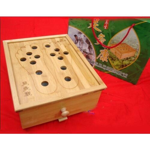 Reflexology foot moxibustion wooden box moxa burner acupuncture foot massage