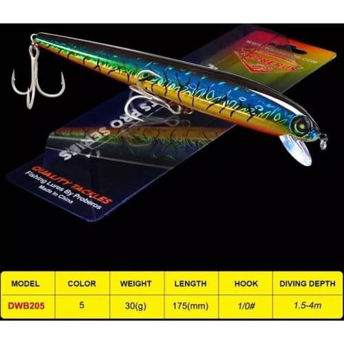 1PC Proberos Fishing Lures 17.5CM/30G Fishing Tackle #1/0 High Carbon Steel Treble Hook Fishing Bait