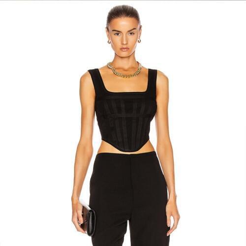 Sexy Fashion Summer black Women Tank tops Sleeveless Casual Daily Solid Tops Street Short Bandage Tops