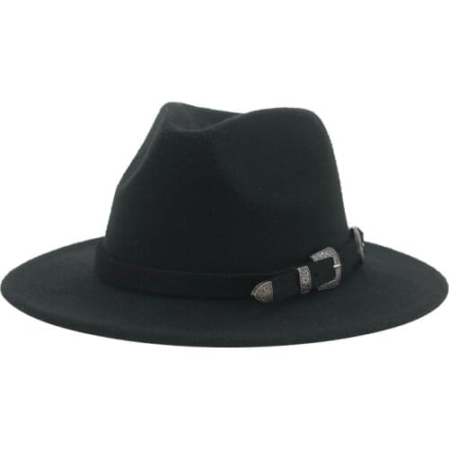 Hats for women men solid belt band jazz caps panama trilby hip hop vintage women hats western cowboy black winter hats women men