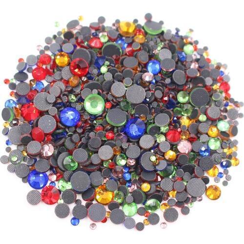 Crystal Glass Mix Size Mix Color Ss6 -Ss30 2500pcs Flatback Crystals Rhinestones Strass DMC Hot Fix Rhinestones For Clothes