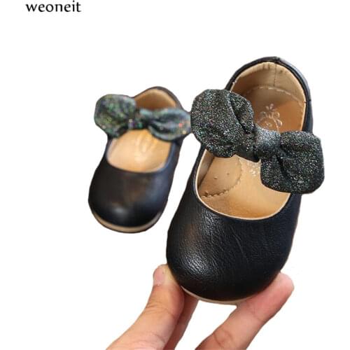 Weoneit Princess Toddler Baby Shoes Bowknot Lovely Little Girls Leather Shoes Spring Autumn Girl Shoes for Wedding and Party