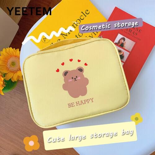 Cartoon cute bear and rabbit large capacity cosmetic bag Korea heart creative storage bag womens portable toiletry bag